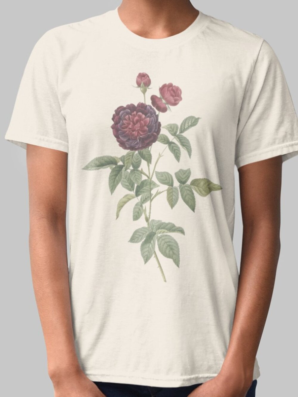 Rose Vintage Floral Print Short Sleeve Graphic Tee T-shirt S-XXL